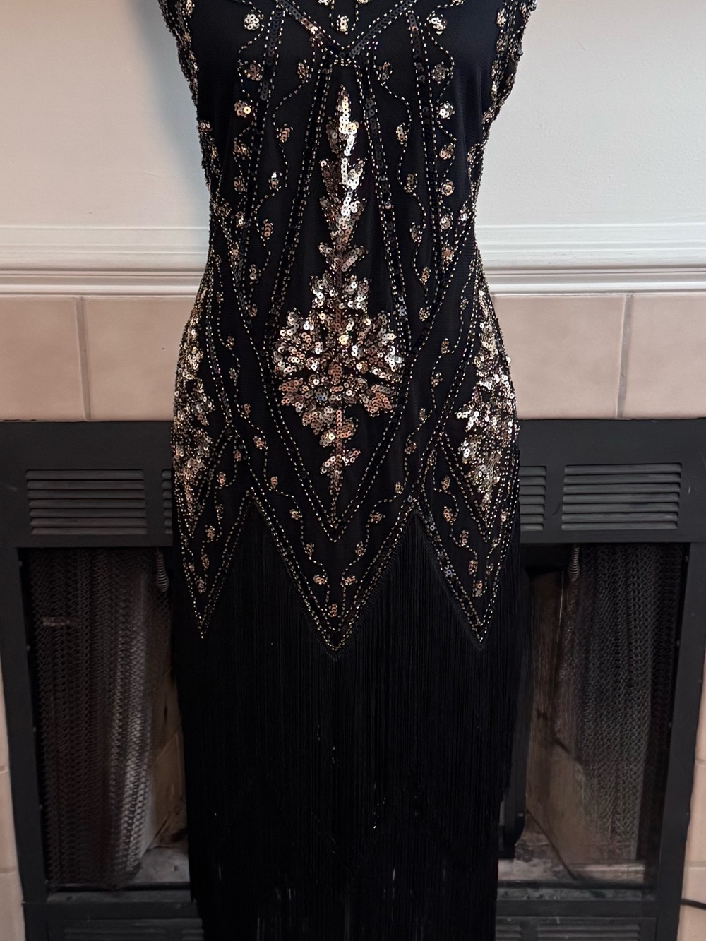 Pretty Guide Black and Gold Flapper Dress
